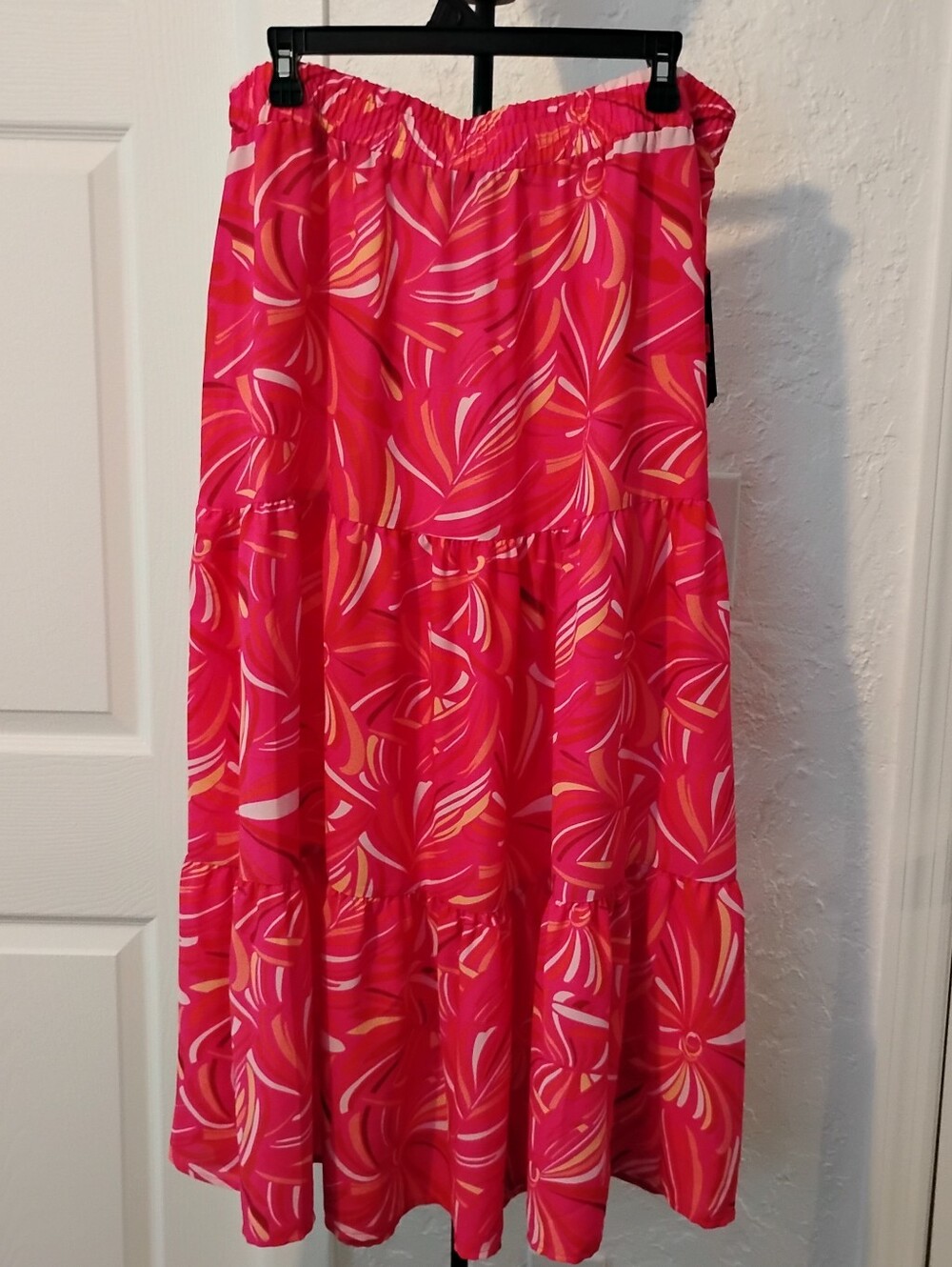 RARE The Pioneer Woman Tiered Peasant Pink Maxi Skirt, Size L NWT